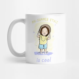 Girls Tshirt for Summer with Saying "My Summer Style is Cool" Mug